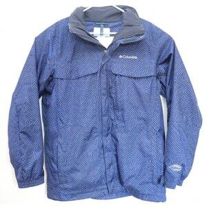 Columbia‎ Jacket Mens Medium Blue Striped Omni Heat Omni Tech Interchange Hooded